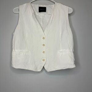 Massimo Dutti White Vest Top Medium 100% Cotton